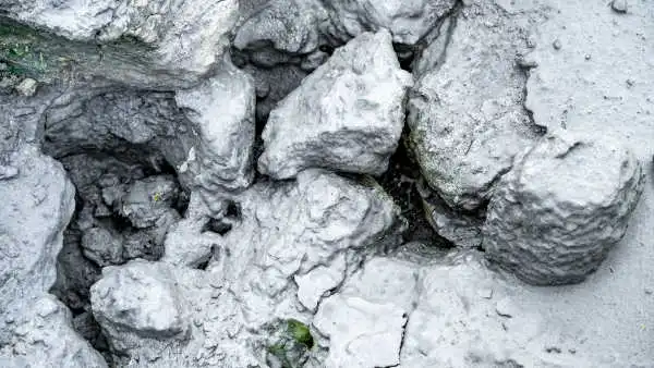 closeup of steaming grey rocks